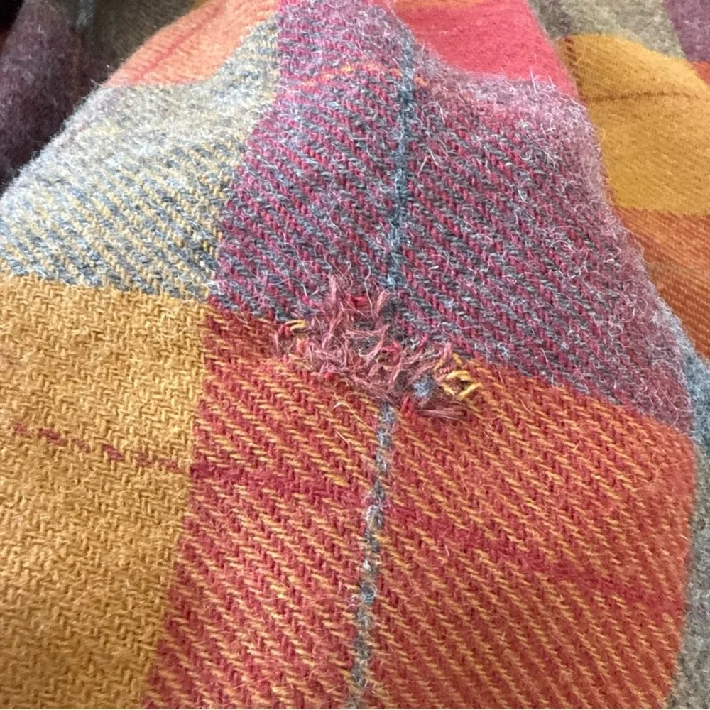 VTG Pendleton Wool Plaid Blanket Throw Red Brown USA 52